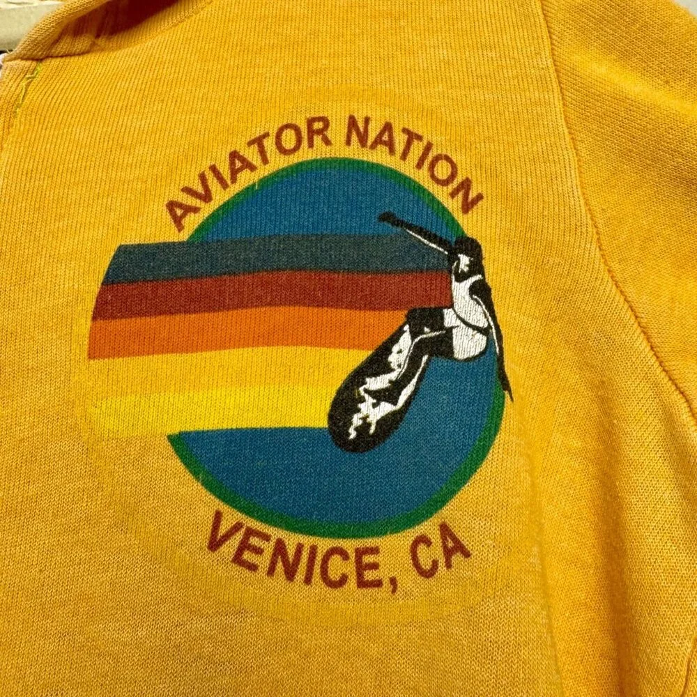 AVIATOR NATION Yellow Jacket Hoodie Kids 8 Full Zip Up Made In USA Cotton Blend - Picture 3 of 6